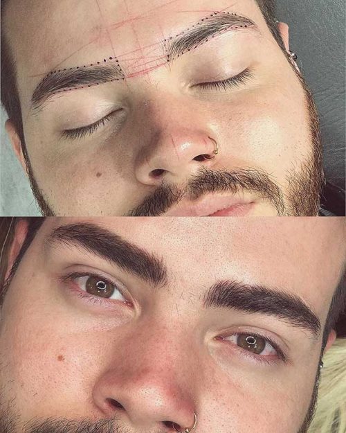 Microblading for men - before and after