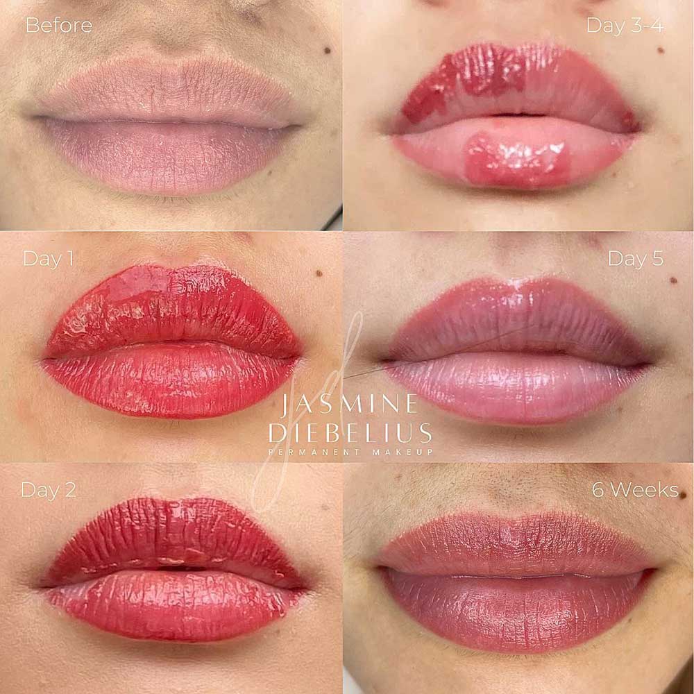 Lip blush healing stages day by day
