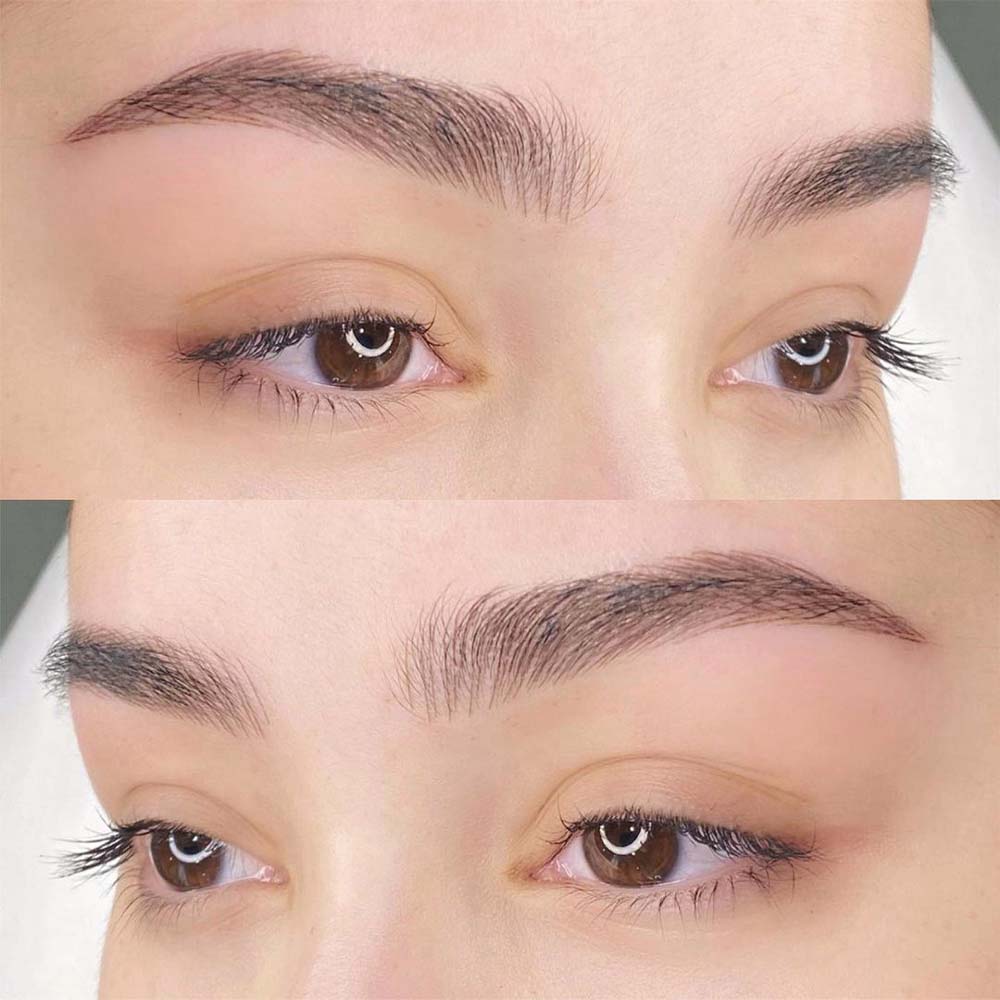 Feather eyebrows are usually considered a pattern of microblading.