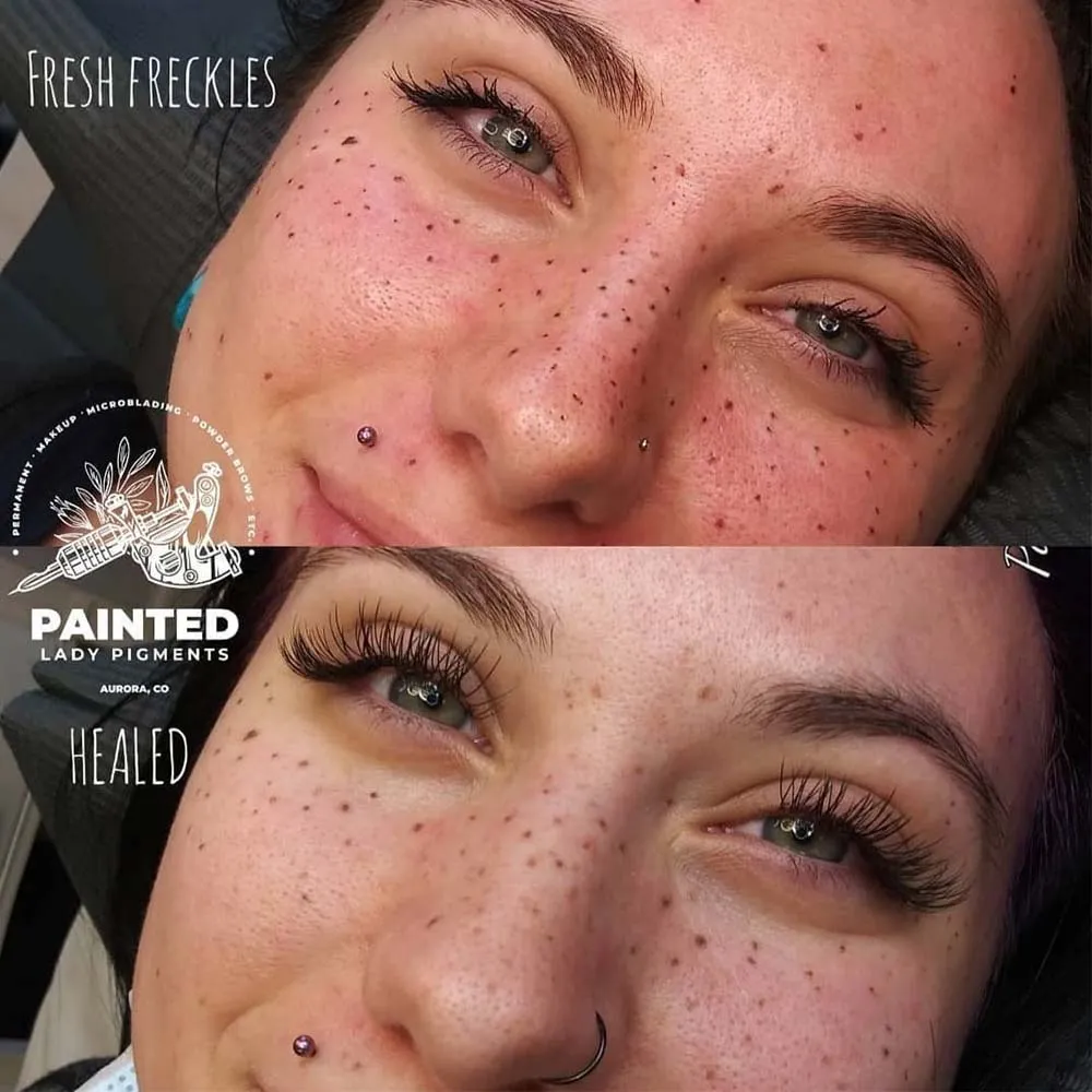 Nora Grace Cosmetic Tattoo on Instagram healed freckles vs fresh freckles  First pic is healed swipe to see what they looked like fresh Freckles heal  very quickly and settle