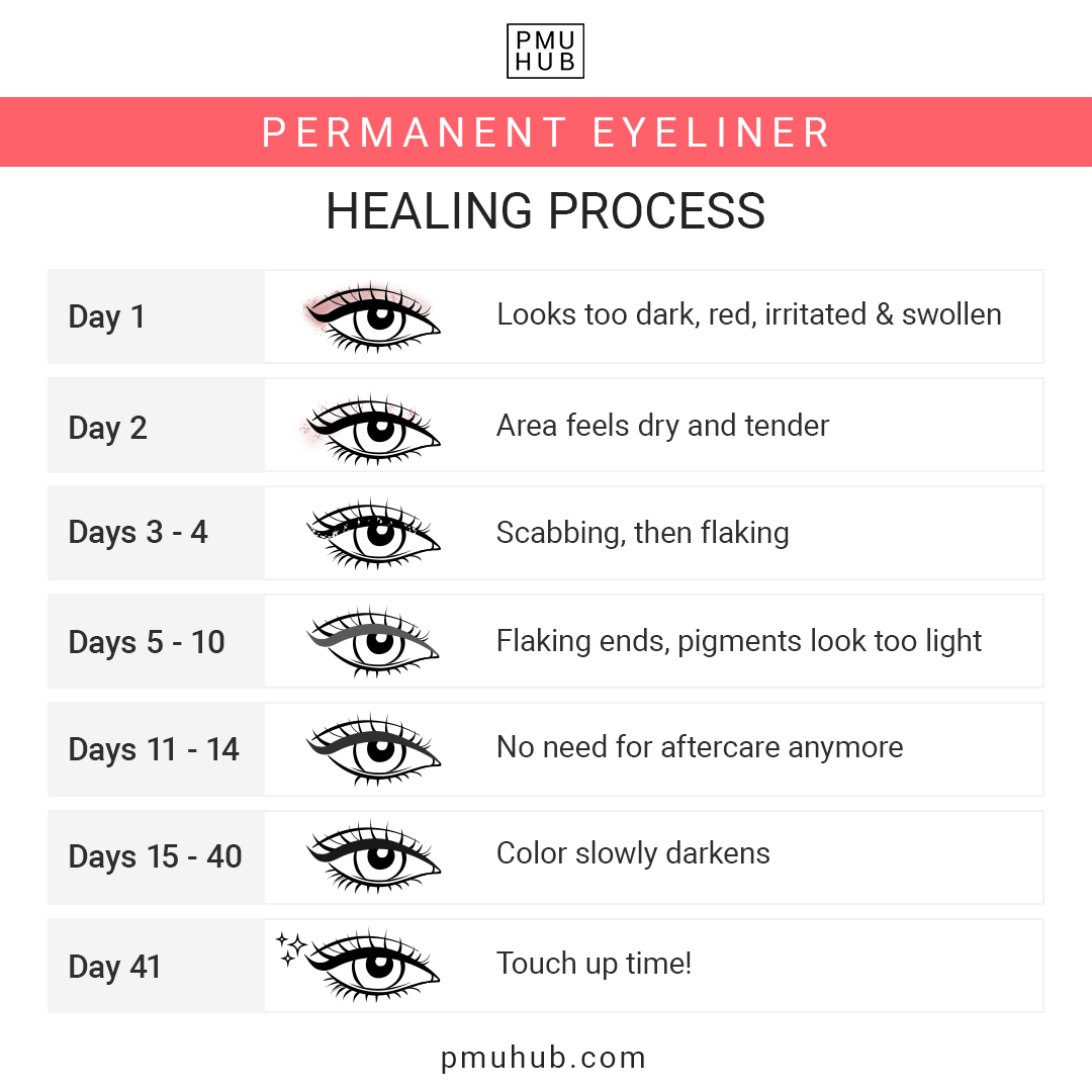 PMU Eyeliner Healing Process Day by Day