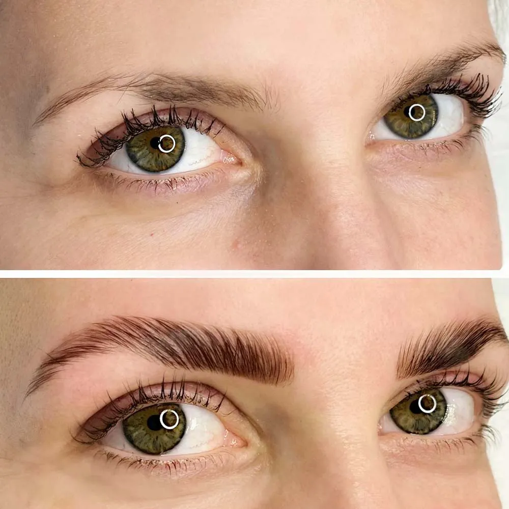 brow lamination and henna combination