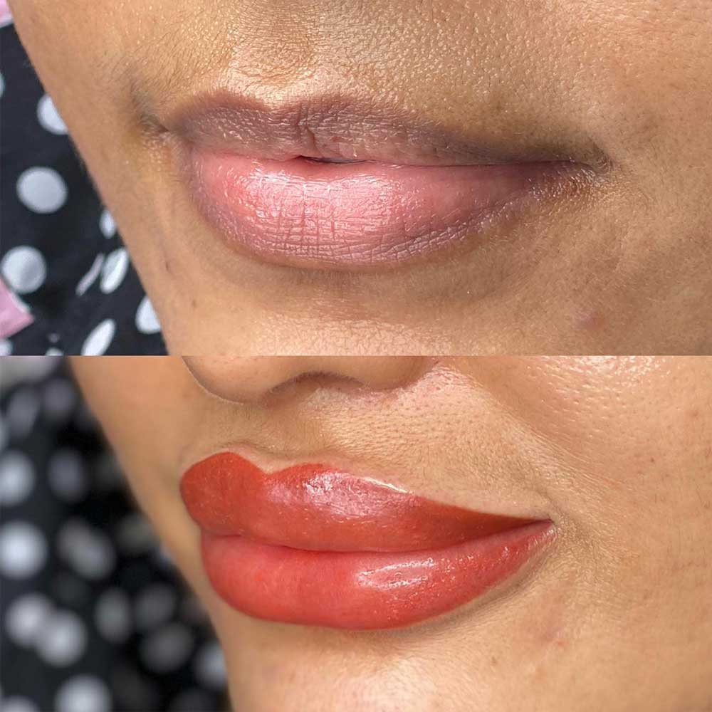 lipstick tattoo before and after