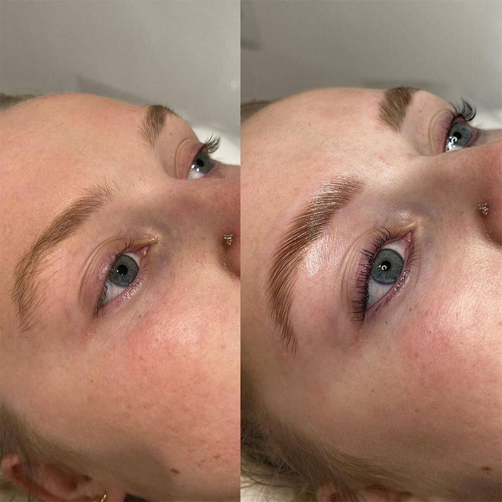 best results of brow lamination on thin brows