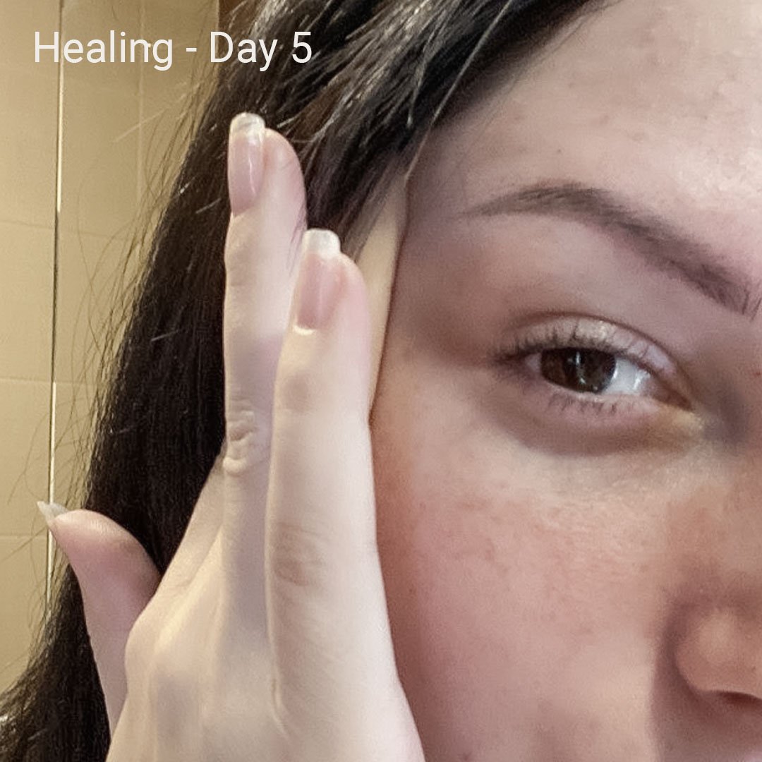 powder brows healing day 5
