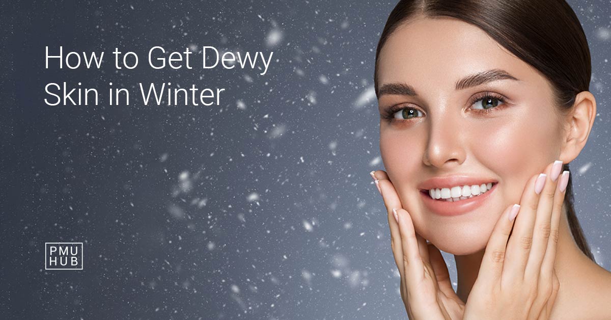 girl with perfect dewy skin in winter
