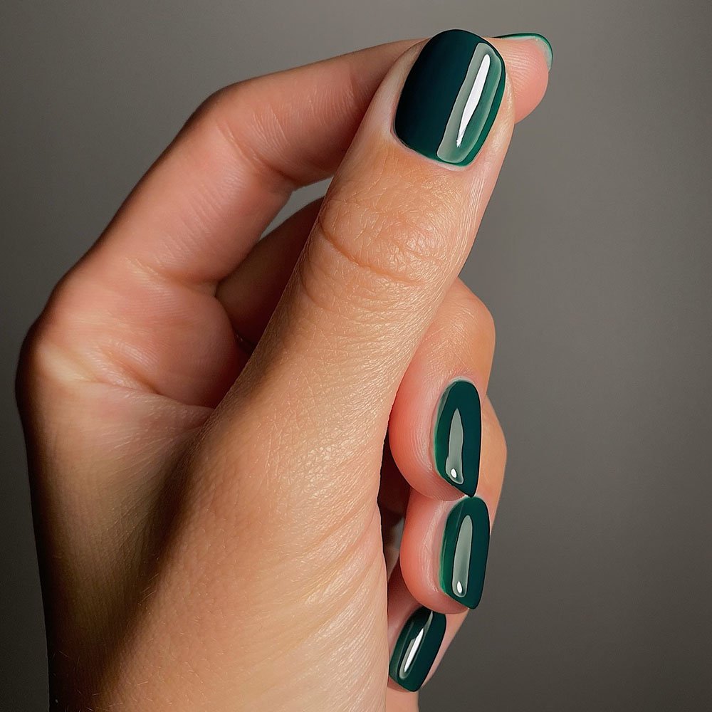 Forest Green Square Nails 